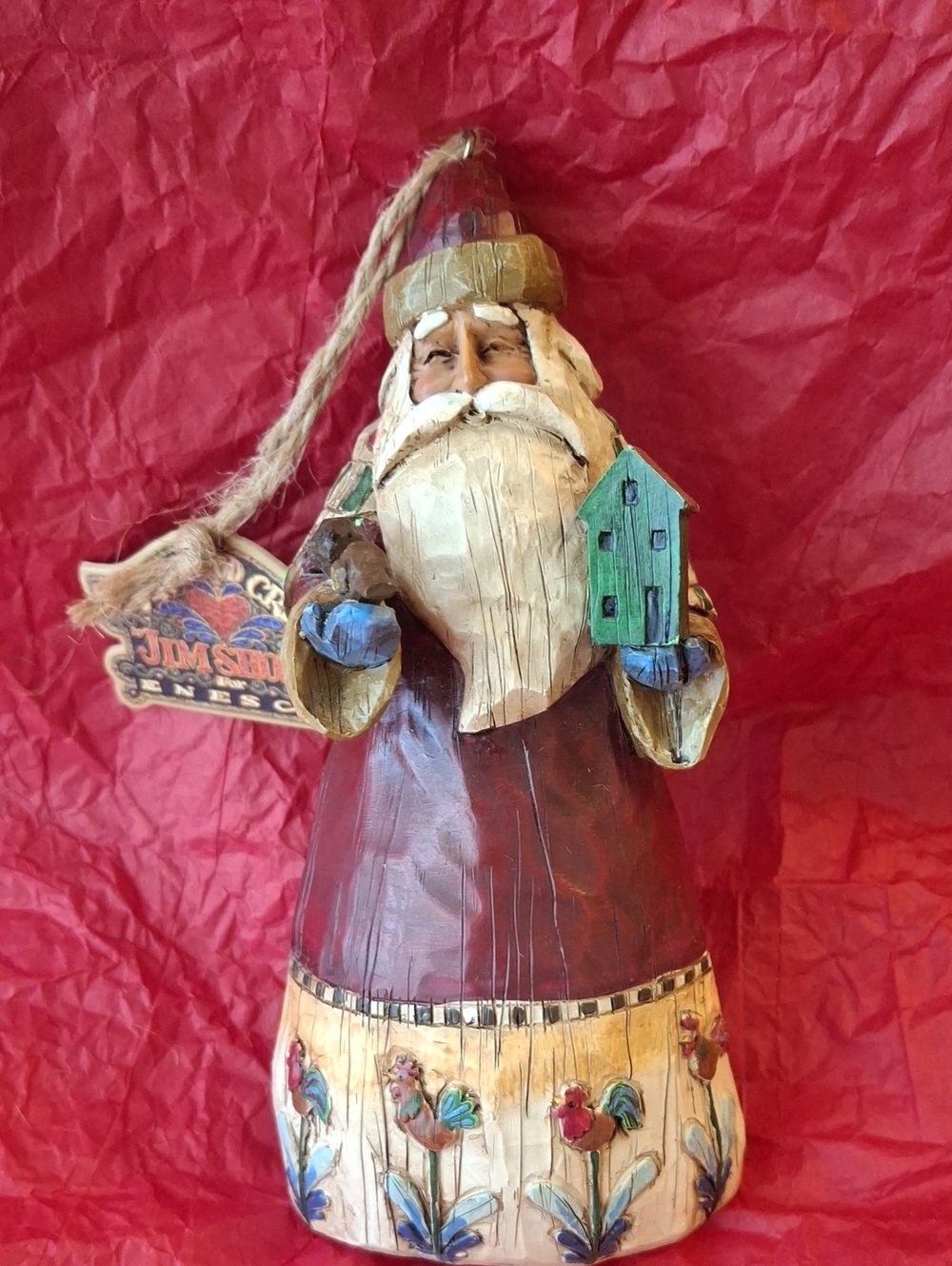Jim Shore Red Santa Figurine Ornament - Handcrafted Holiday Decor